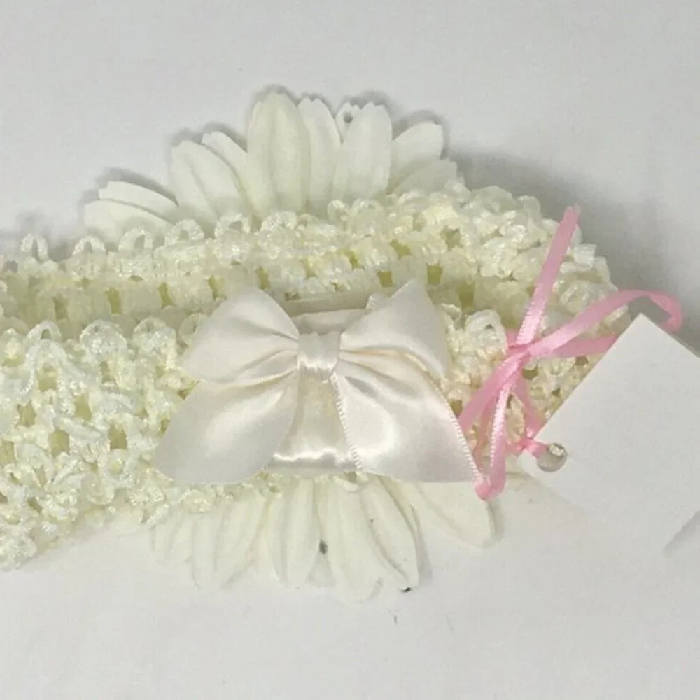 Baby Girls White Flower Crocheted Headband 0-12M